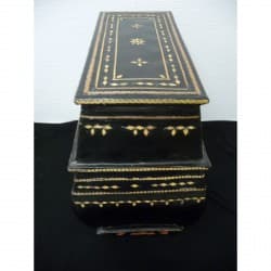 Schwarze Lack/Holz Dose mit Bambusmustern - boxes -20