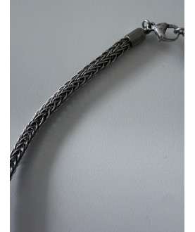 Antique Burmese silver necklace with enamel pendant – Sil-0252