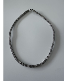 Antik burmesisk sølvhalskæde med emaljevedhæng – Sil-0252