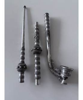 Antik burmesisk ceremoniel sølvpibe – Sil-0269