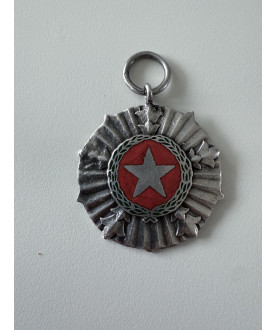 Antike burmesische Silberhalskette mit Emaille-Anhänger – Sil-0252