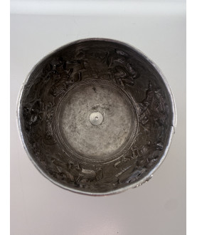 Antique Burmese silver bowl with 6 dance scenes – Sil-0266