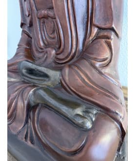 Stor bronze Buddha med lak og svastika-symbol – Kina/Korea, 1700-tallet, 65 cm - BR361