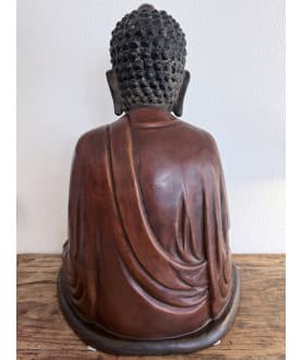 Stor bronze Buddha med lak og svastika-symbol – Kina/Korea, 1700-tallet, 65 cm - BR361