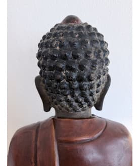 Stor bronze Buddha med lak og svastika-symbol – Kina/Korea, 1700-tallet, 65 cm - BR361