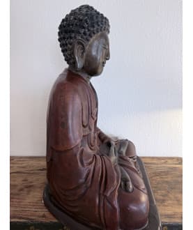 Großer Buddha aus Bronze mit Lack und Glückssymbol – China/Korea, 18. Jahrhundert, 65 cm - BR361