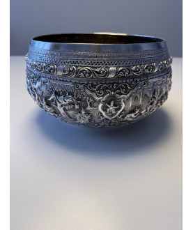 Large Burmese silver bowl...