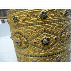 Gilded Lacquer Alms Bowl with Stones from Burma - boxes - 23