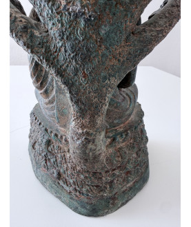 Antik Naga Buddha i bronze på flerdelt trone – Thailand, start 1900-tallet, 35 cm - BR362