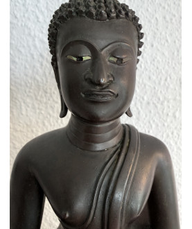 Ayutthaya Buddha i bronze på trone – Thailand, 1700-tallet, 27 cm - BR366