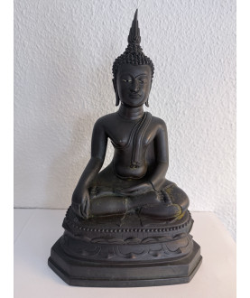 Ayutthaya-Buddha aus Bronze auf Thron – Thailand, Ende 18. Jahrhundert, 27 cm - BR366