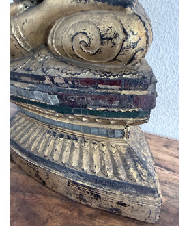 Shan Buddha aus Holz – teilvergoldet, Burma, 19. Jahrhundert, 65 cm - T149