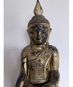 Shan Buddha – delvist forgyldt, Burma, 1800-tallet, - T149