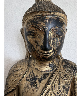 Shan Buddha – delvist forgyldt, Burma, 1800-tallet, - T149