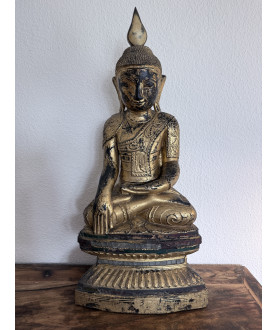 Shan Buddha – delvist forgyldt, Burma, 1800-tallet, - T149