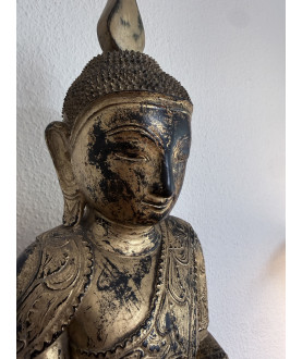 Shan Buddha – delvist forgyldt, Burma, 1800-tallet, - T149