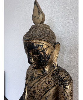 Shan Buddha – delvist forgyldt, Burma, 1800-tallet, - T149