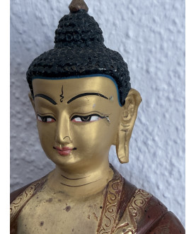 Medicine Buddha (Bhaisajyaguru) in Bronze/Copper with Fire Gilding – Nepal - BR369