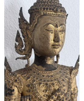 Stående Bangkok Buddha på lotustrone – velsignende positur, Thailand, 1800-tallet,  Bronze Buddha 370