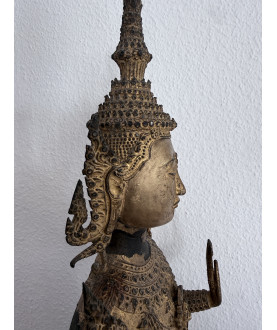 Stående Bangkok Buddha på lotustrone – velsignende positur, Thailand, 1800-tallet,  Bronze Buddha 370