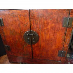 Antiker chinesischer Schrank aus rotem Lack - M-025