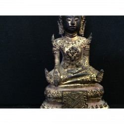 Antique Bangkok Buddha in Partially Gilt Bronze – Thailand, Late 19th / Early 20th Century, 19 cm – BR167