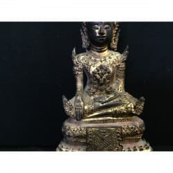 Antique Bangkok Buddha in Partially Gilt Bronze – Thailand, Late 19th / Early 20th Century, 19 cm – BR167