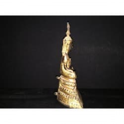Antiker Bangkok Buddha in teilweise vergoldeter Bronze – Thailand, Spätes 19. / Frühes 20. Jahrhundert, 19 cm – BR167