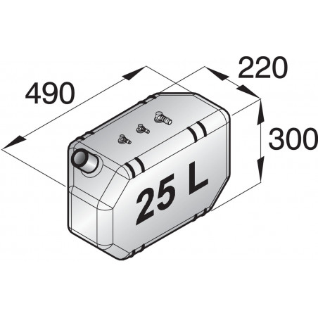 VETUS plastic diesel fuel tank 25 litre, incl. installation kit