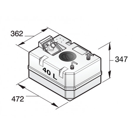 VETUS diesel fuel tank incl. connections, 40 litre, for 10 mm hose