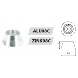 VETUS hull anode type 8, zinc, excl. connection kit