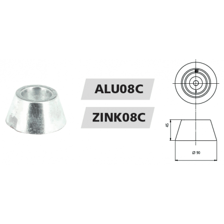 VETUS skroganode type 8 i zink eksklusiv monteringskit - 3