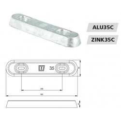VETUS hull anode type 35, zinc, excl. connection kit