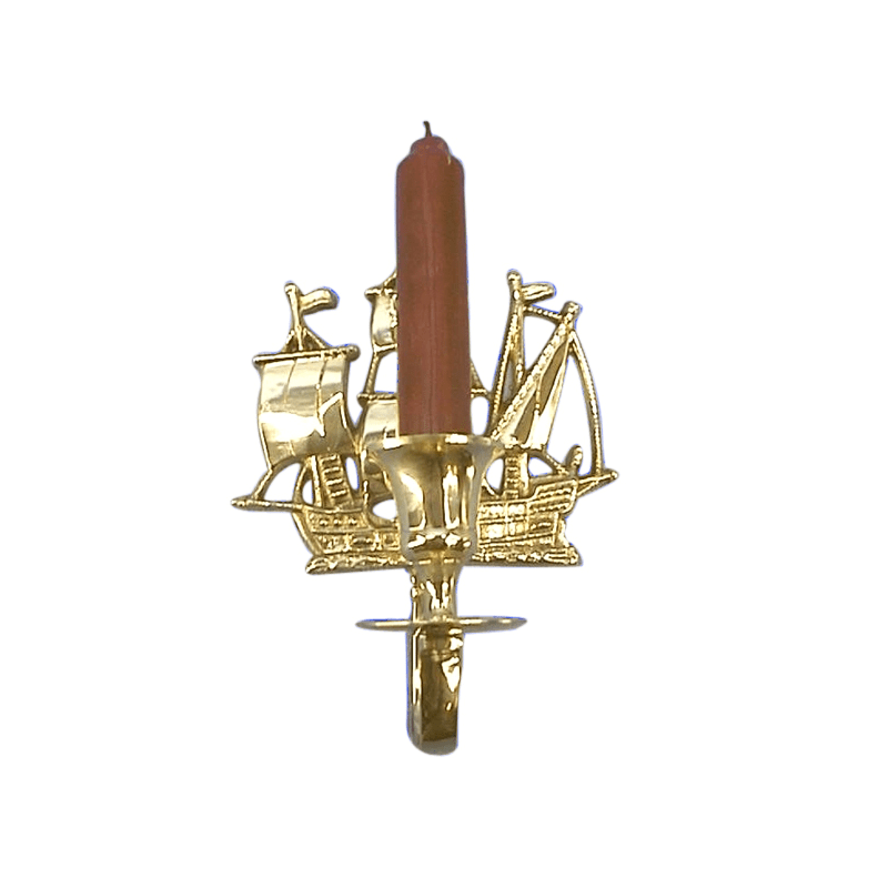 Lysestage i messing med skib - 1