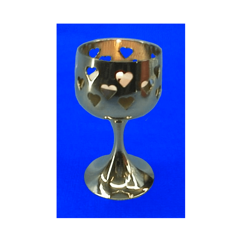 Lysestage i messing med hjerter - 1