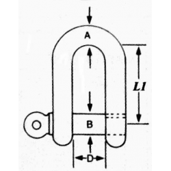 D-sjækel rustfrit stål A2 AISI304 - 1