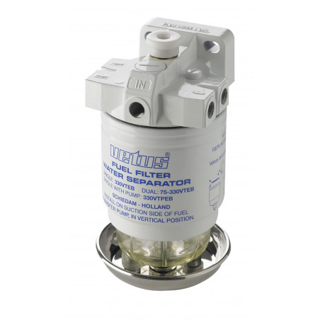 VETUS vattenavskiljare/bränslefilter med pump, 10 mikron, max. 190 l/h