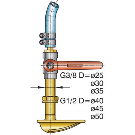 Artikelnaam:  Bronze stern tube with mounting flange and one bearing aft, l. 1500 mm. Ø 25 mm.