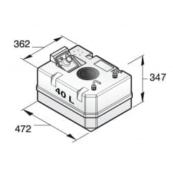 VETUS dieselbränsletank inkl. anslutningar, 40 liter, för 10 mm slang