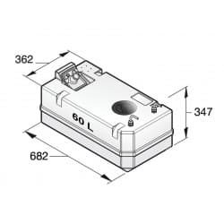 VETUS dieselbränsletank inkl. anslutningar, 60 liter, för 10 mm slang