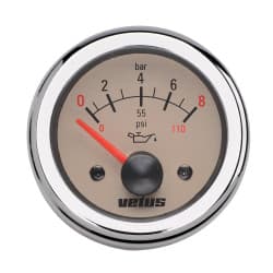 VETUS oil pressure gauge, cream, 24 Volt, cut-out size 52mm