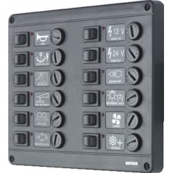VETUS kopplingspanel typ P12 med 12 säkringar, 24 Volt