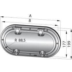 VETUS porthole, S/S (AISI 316), AI, utskärningsstorlek 322mm, inkl. myggnät