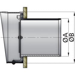 VETUS plastic transom exhaust connection with check valve, 152 mm