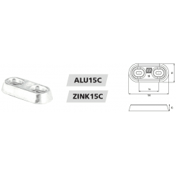 VETUS skrovanod typ 15, zink, exkl. anslutningssats