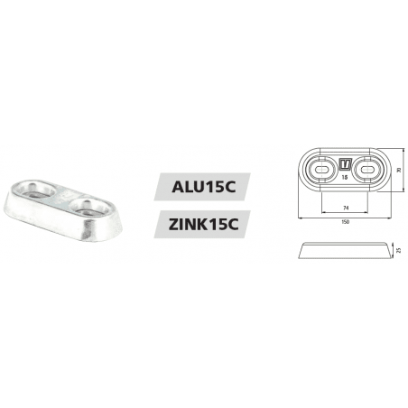 VETUS skrov anod typ 15 i zink - 2