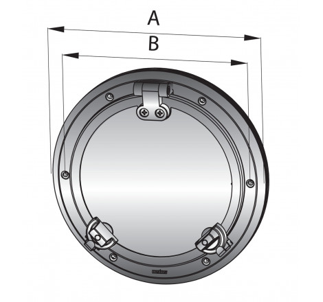 VETUS porthole, S/S AISI 316, category A III, cut-outsize 238 mm, incl. mosquito screen - 1