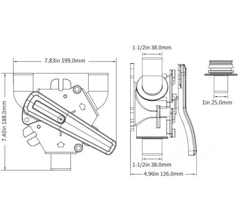 Y-ventil Ø38mm & Ø25mm - 2