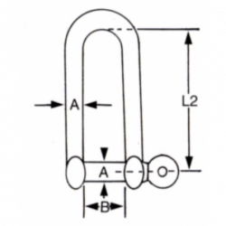 Lang D-sjækel i rustfrit stål AISI304 - 1