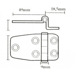 Gångjärn i rostfritt stål 49x18,5x37x10 - 1